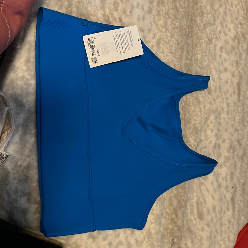 Lululemon ribbed power pivot tank a blue size 14